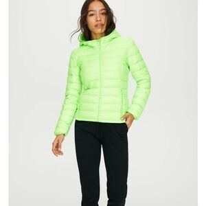 Aritzia TNA Lime Green Down Filled Botanie Packable Puffer